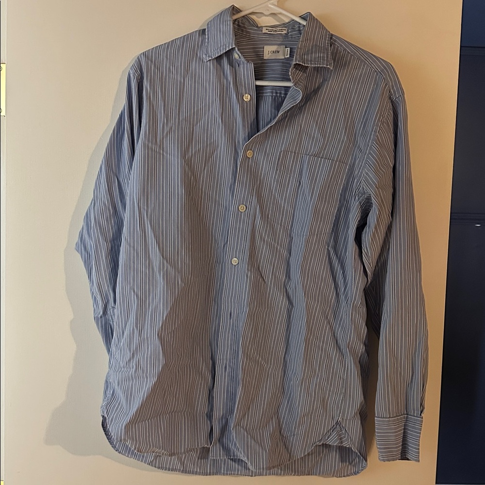 J. Crew Blue and White Striped Shirt